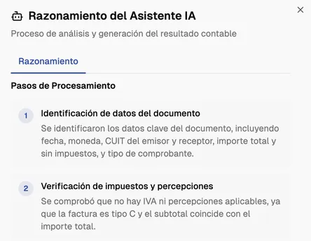 Razonamiento de Pometrix: identificación de los datos del comprobante y verificación de impuestos y percepciones